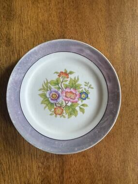 Antique 1920s Noritake Morimura Floral Plate Purple Luster Japan 7 Inch